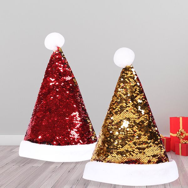 

creative glitter double-sided christmas hat mixed color glitter antlers santa hat child audlt christmas hats xmas decoration