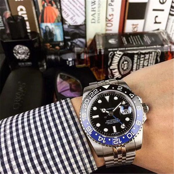 

u1 factory batman ceramic bezel gmt mens watches automatic mechanical sapphire watch black dial jubilee band wristwatches, Slivery;brown