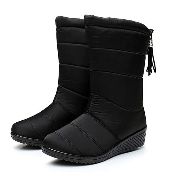 

lakeshi women boots down winter ankle boots female waterproof warm women snow shoes woman warm fur botas mujer, Black