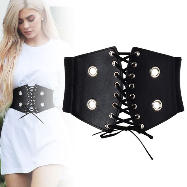 

women's corset belt female fashion punk dress waistbands lady new zipper girls elastic stretch wide waist belts, Black;brown