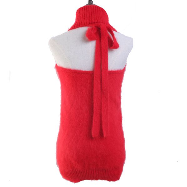

lovelydonkey genuine mink cashmere sweater women backless vest pure mink vest sweater 1046, White;black