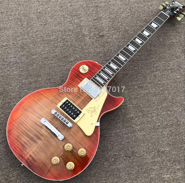 

Пользовательская 1959 R9 ВОС Вишневого SunBurst Красного Край Flame Maple Top Jimmy Page No. 1 Электрогитара крем накладка, Little Pin Tone Pro Bridge