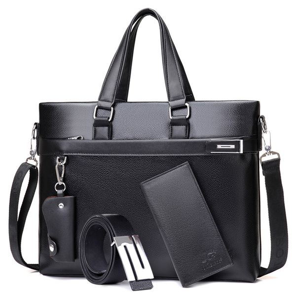 

office bags for men 4 pcs briefcase business lapbag 2020 leather bags computer laphandbag with purse belt maletin hombre