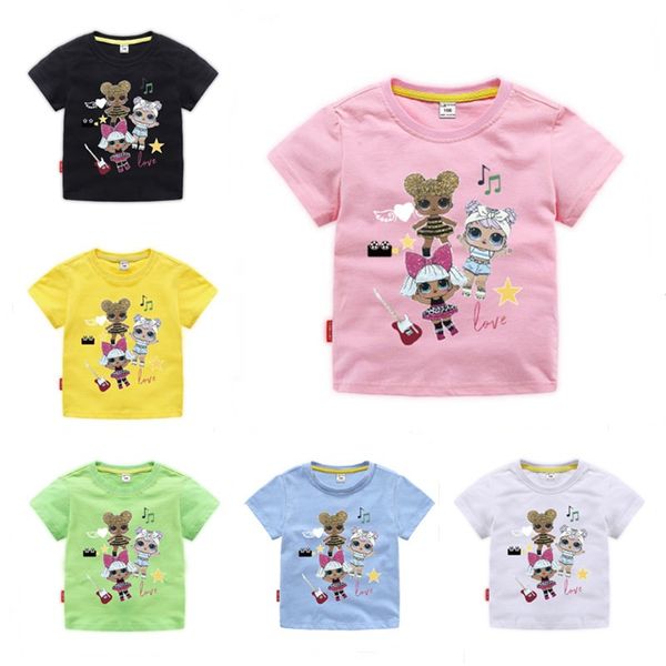 

12style new cartoon girl creative image baby t-shirt summer short girls t-shirt good quality 4 colors retail zx21, Blue