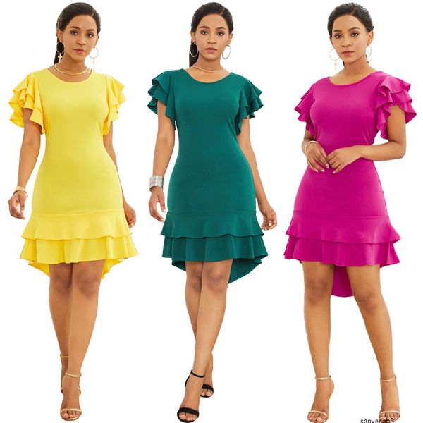 

womens designer solid color banquet dress v-neck long sleeve hip split dress igezh, Black;gray