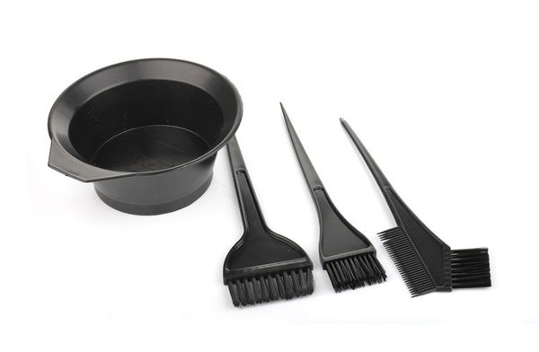 

4pcs /set hair dye colouring brush comb black plastic mixing bowl barber salon tint hairdressing color styling tools dropship