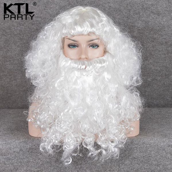 

ktlparty 65cm christmas santa claus long white beard wig set headwear hat cosplay