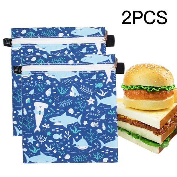 

2pcs kids lunch bags reusable sandwich snack bags-washable lunch bags