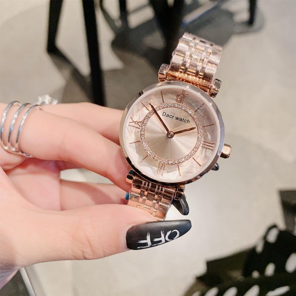 

all star watch, ladies waterproof fashion trend, studded star shell, students' steel band watch, Slivery;brown