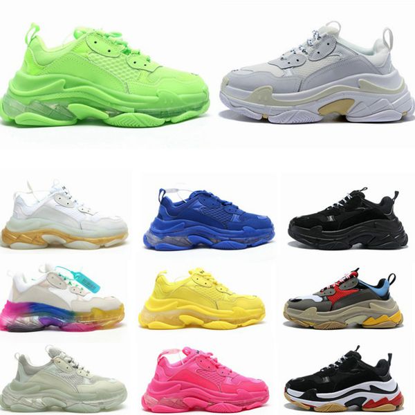

2020 fashion crystal bottom paris 17fw triple s clear sole mens sneakers vintage dad platform women casual shoes arthur, Black