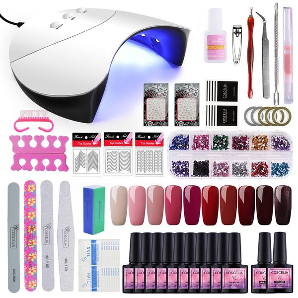

nail set 36w uv led lamp gel nail polish set tools for manicure for 10/12 color gel manicure drill art