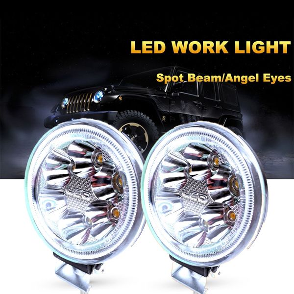 

3.5 inch round led fog lights for cars 4Ã4 suv 18w car light with blue led angel eyes for offroad truck tractor spot beam 12-90v