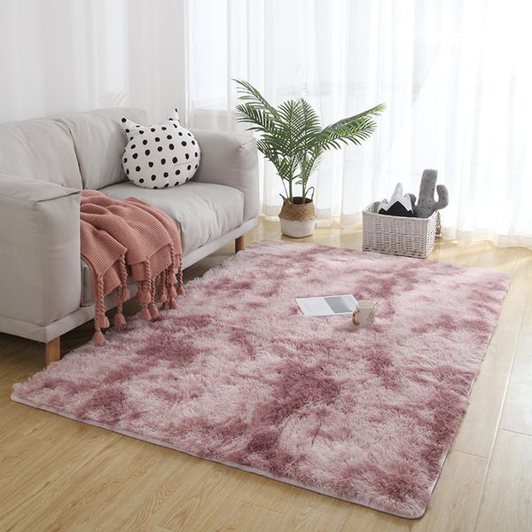 Plush Fur Carpet Tie Dye Gradient Carpet Living Room Bedroom Nordic Simple Sofa Bed Mat Modern Large Rugs Carpet Samples Online Nylon Carpet Prices