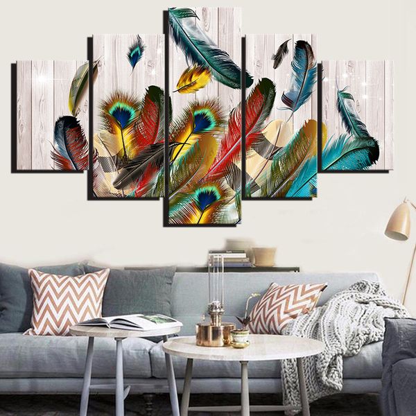 

hd inkjet abstract color feather printing sofa wall painting canvas decorative wall painting
