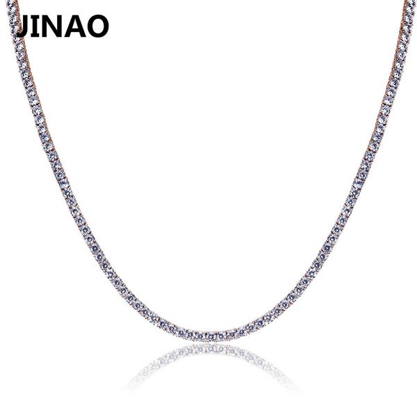 

jinao gold/silver/rosegold color iced out chain hip hop copper micro pave cz stone2.5-10mm tennis chain necklace