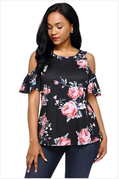 

женская дизайнерская футболка с круглым вырезом с открытыми плечами с коротким рукавом печатная свободная футболка большого размера, White