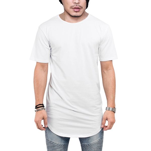 

men's short sleeve t-shirt curved hem streetwear men solid hipster shirt cotton casual swag tee fashion homme t-shirt, White;black