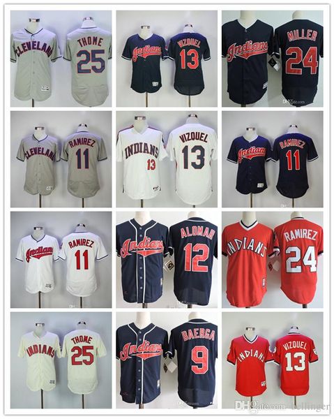 

Men 039 ba eball jer ey 13 omar vizquel 25 jim thome 11 jo e ramirez 24 manny ramirez 100 titched mix order ize 3xl