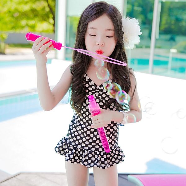 

girls' split skirt 3-piece suit princess baby swimsuit little girl straps swimsuit, White;black