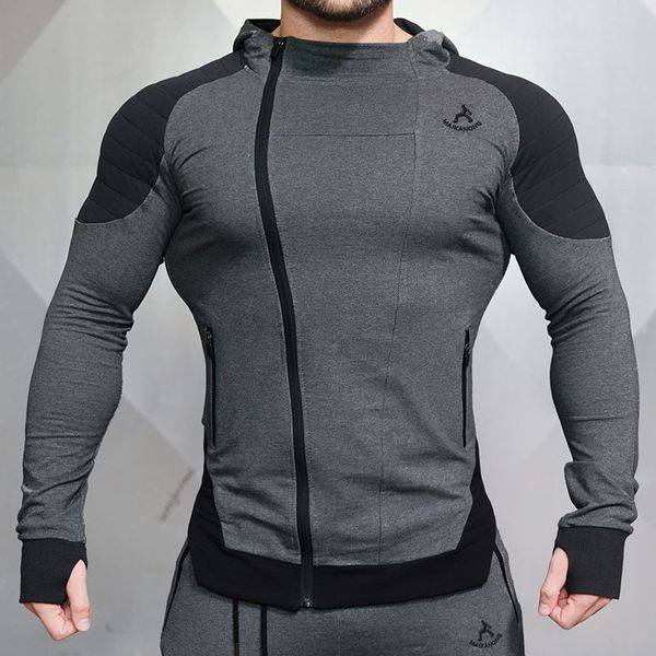 

men's sweat jacket running jacket sweater gym cardigan hooded sweater long sleeve health training sports long sleeve shirt, White;black