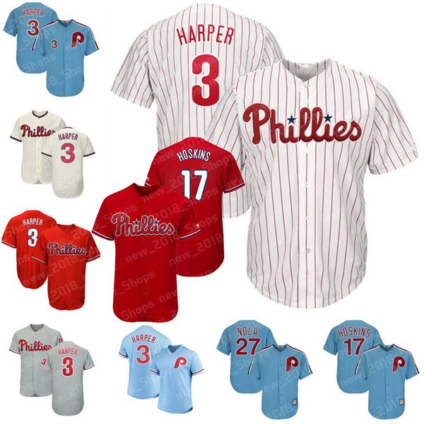 

bryce 3 harper Phillies jersey Philadelphia 17 Rhys Hoskins 27 Aaron Nola 20 Mike Schmidt 7 Maikel Franco Lenny 4 Dykstra 10 Darren Daulton