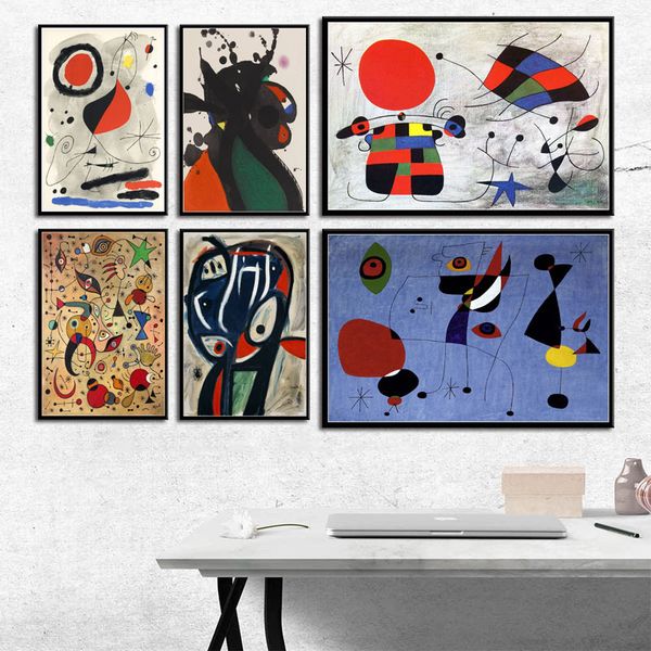 

joan miro modern surrealism art paintings abstract picture retro art painting silk canvas poster wall home decor