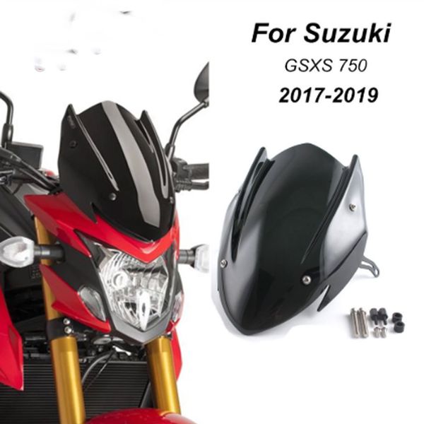 

motorcycle plastic windshield windscreen wind shield screen protector with mounting bracket for suzuki gsx-s 750 2017-2019 - black