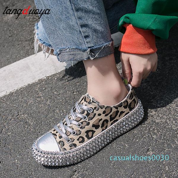 

leopard canvas shoes ankle shoes casual lace-up high-female leopard rope thick bottom canvas zapatos mujer c30, Black
