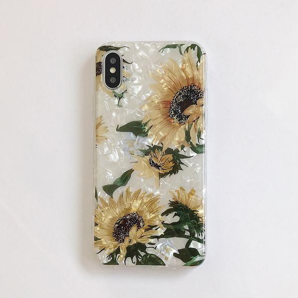 

Brand Mobile Phone Case 11/11Pro/ X/Xs/XR/XSMax 7P/8P/7/8/6s/6/6s fashion style sunflower printed designer trend ins popular iphone case