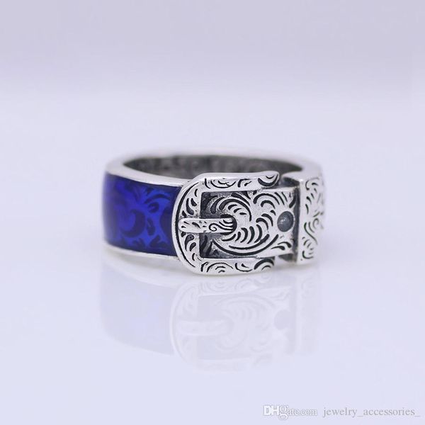

blue enamel sterling silver ring designer women men cat rings ins party jewelry
