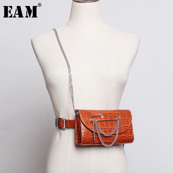 

eam] pu leather black mini-bag chain split joint long belt personality women new fashion tide all-match spring 2020 1m531, Black;brown