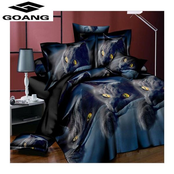 

goang 3d black cat bedding set bed sheet duvet cover and pillowcase 100% microfiber bedding home textiles animal pattern