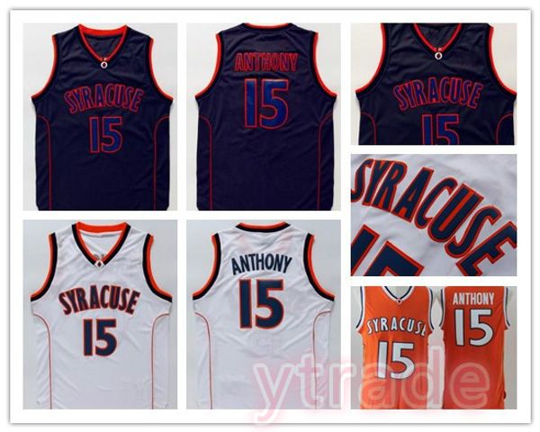 Maglia Syracuse NCAA Nero Bianco Arancione Maglia da basket Carmelo Anthony College da uomo Ed migliore qualità