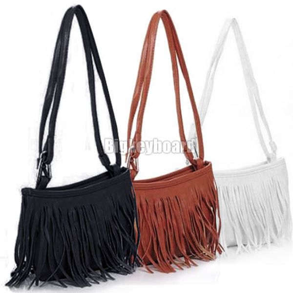 

womens vintage faux suede fringe tassel satchel shoulder handbag crossbody bag y1