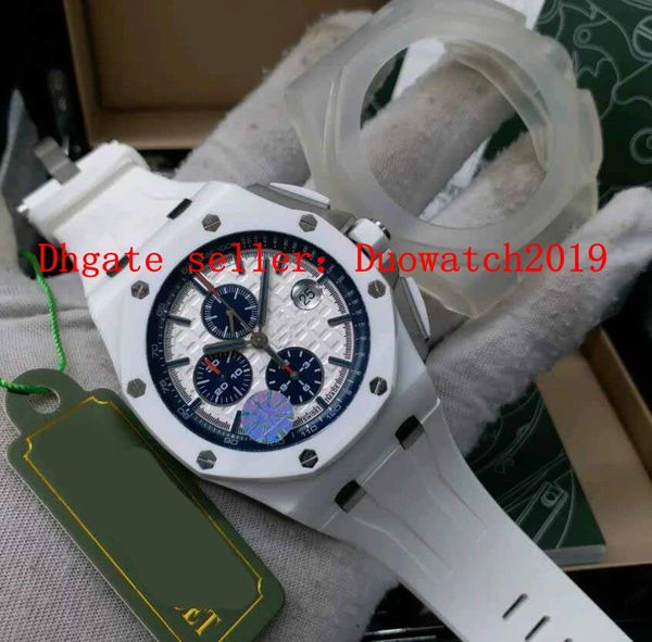 

men's jf cal.3126 diver brushed/polished white ceramic bezel movement chronograph mens classic diving transparent titanium caseback wat, Slivery;brown