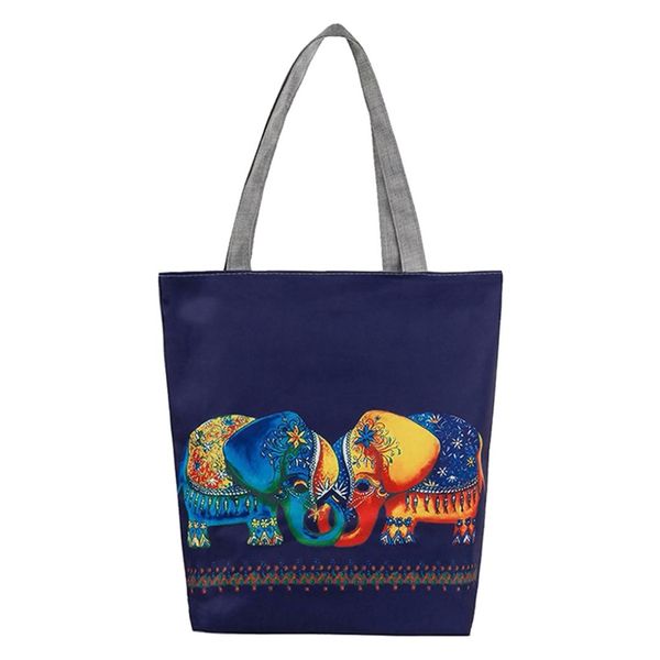 

women national wind printing shoulder handbag two blue elephants
