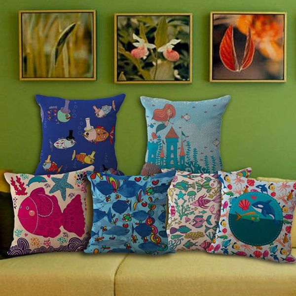

famous designer pillow covers linen cotton pillow case for brand quality pillowcase the world of small fish series cushion cover
