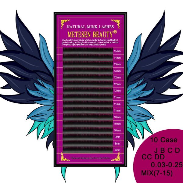 

metesen beauty 20 trays/set wholesale 16line silk individual eyelashes soft eyelash extensions prefessioral makeup tools