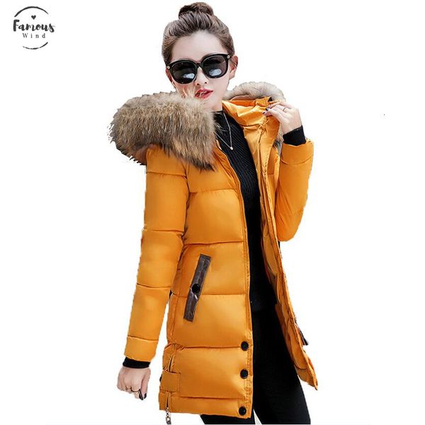 

зимняя куртка женщин большой меховой parka длинные теплый хлопка проложенный дамы пальто зимы женщин пальто сгущает jaqueta feminina inverno, Black