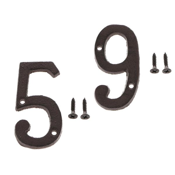 

5 и 9 free standing кованого железа античная металла дом офис сад улица двери номер вход налет diy digit плиты 2pcs / комплект