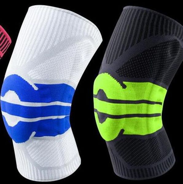 molti uomini donne Design Sport ginocchiera Calcio calcio Pallacanestro traspirante in silicone elastico a compressione parastinchi fitness rotula