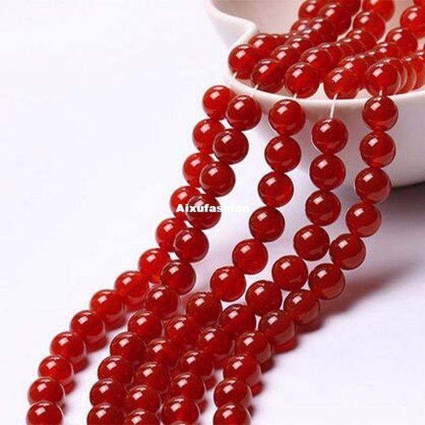 

fashion trendy 8mm natural red round loose beads jades 15" wholesale price with straight hole round agates beads, Black