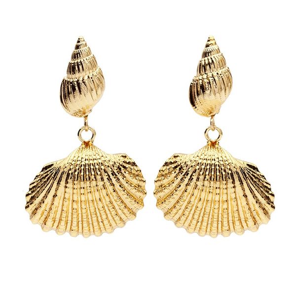 

shell earrings statement alloy metal mermaid scallop sea shell earrings beach jewelry gift, Silver