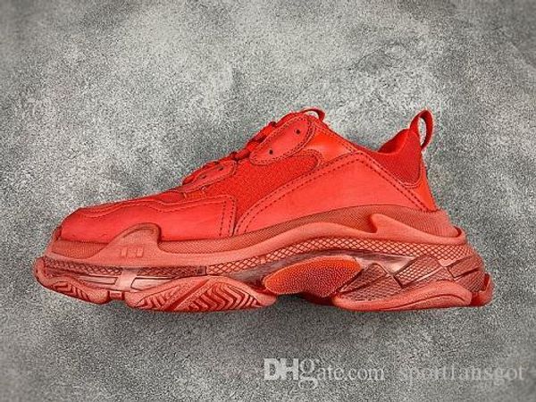 

pairs triple s clear red yellow rainbow bottom height designer shoes rubber low sneakers triple s pairs men women daddy platform shoes, Black