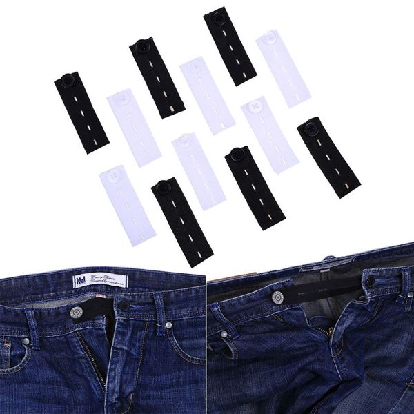 

6pcs trousers jeans pants waist expander waistband extender button extender elastic rubber band belt, Black;brown