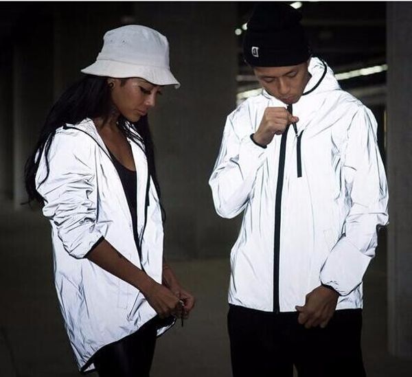 

мужчины женщины ветровка куртки с капюшоном уличная одежда пальто куртки ветровки s-4xl светоотражающая куртка, Black;brown