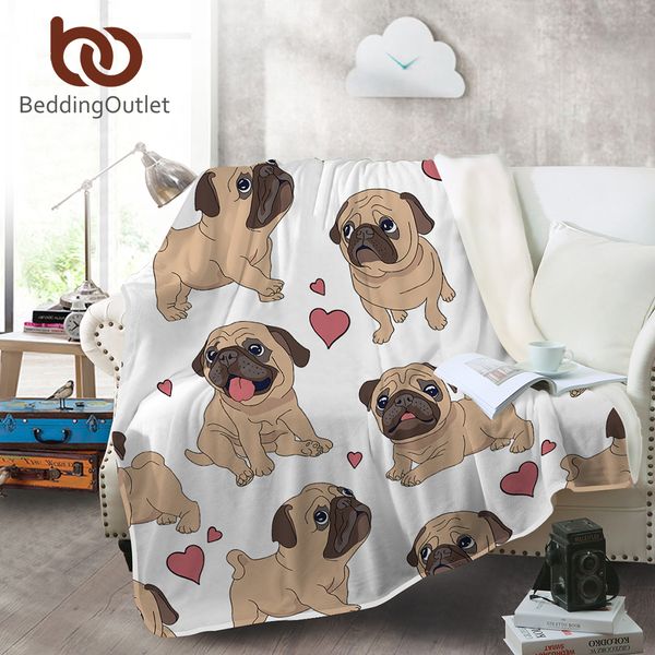 

beddingoutlet hippie pug flannel blanket animal cartoon coral fleece blanket for kids beds sofa throws coverlet 150x200