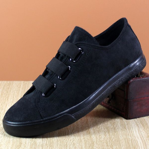 

monstcler brand falannel men's vulcanize shoes breathable youth canvas sneaker shoes lazy casual men loafer shoes coffee khaki, Black
