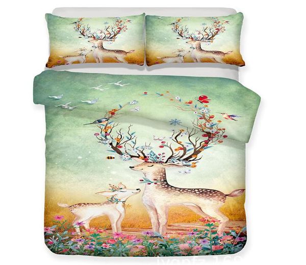 

3d elk bedding set dreamlike romantic elk deer printed duvet cover set bed linen duvet cover pillow case