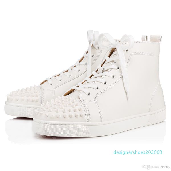 

plain leather black sheepskin sneakers luxury designer red bottom flat spikes,outdoor men dress wedding walking high trainers stud d03